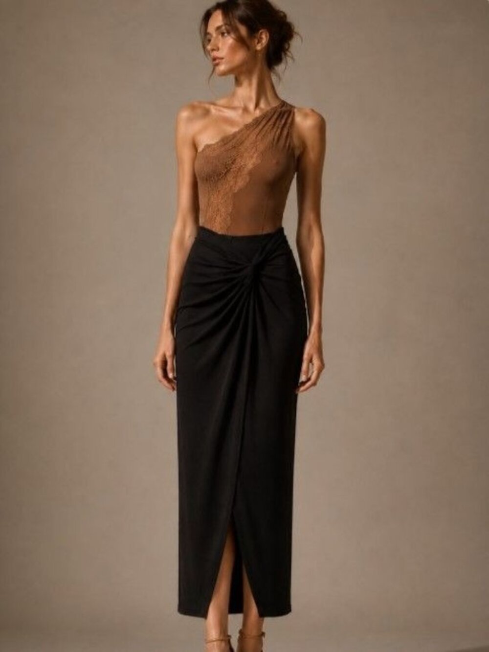 Express Black Faux Wrap Maxi Skirt Contour Sculpt Shapewear Bodycon Goth S - Picture 1 of 8